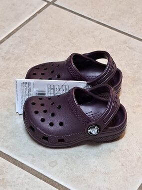 Crocs Classic Clogs in a dark cherry or plum color - Infant Kids Size C4